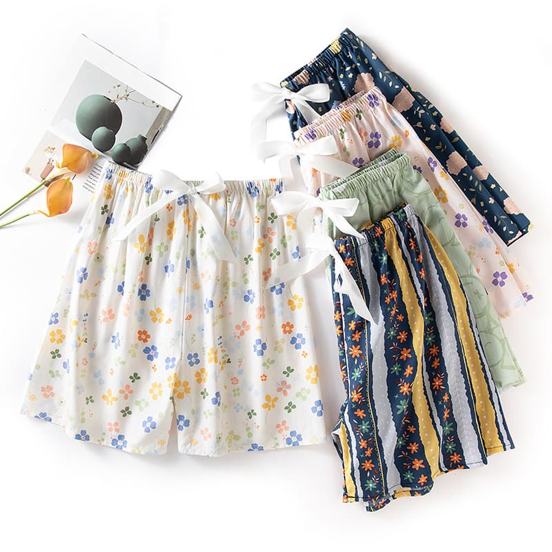 Summer Cotton Silk Sleepwear for Women, Thin Fashionable Shorts, Artificial Cotton Loose Fit, Can Be Worn Outside, Plus Size Home Three-Quarter
