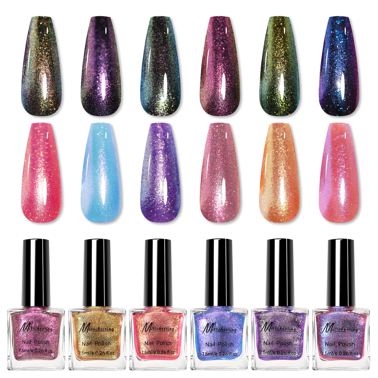 Amazon Cross-Border Hot-Selling Chameleon Iridescent Nail Polish, Oil-Based, Non-Peel, Odorless, No UV Lamp Required, Fade-Resistant Nail Gel