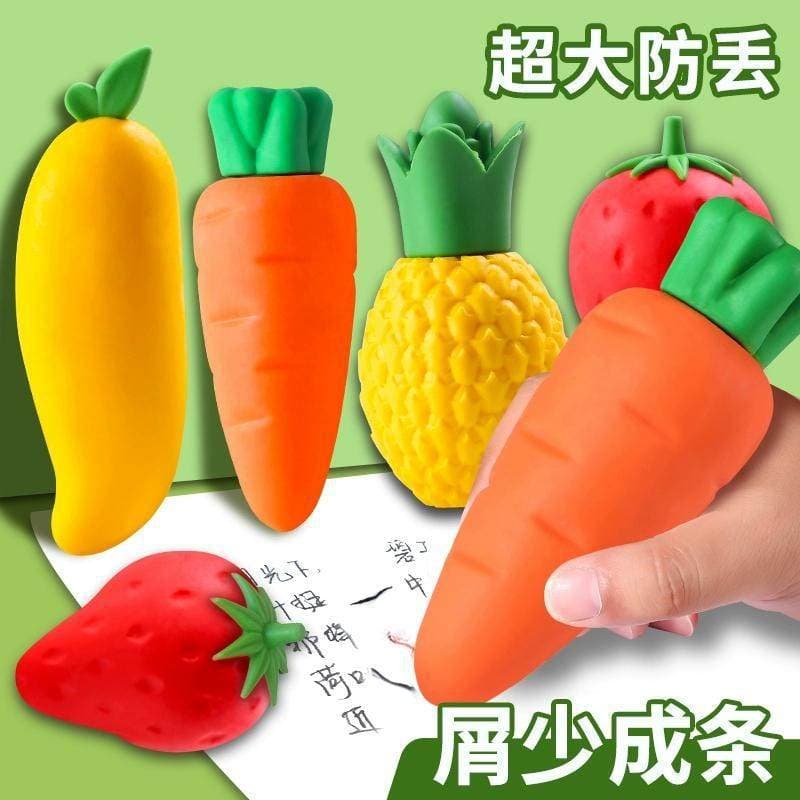 Extra-Large Fruit Eraser for Elementary Students, Carrot-Shaped, Dust-Free, No Residue, Cleans Cleanly, Stationery Supply