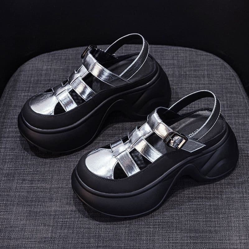 Factory wholesale women's half slippers, new summer hollow-out shoes, women's single shoes, high heel thick-soled sandals
