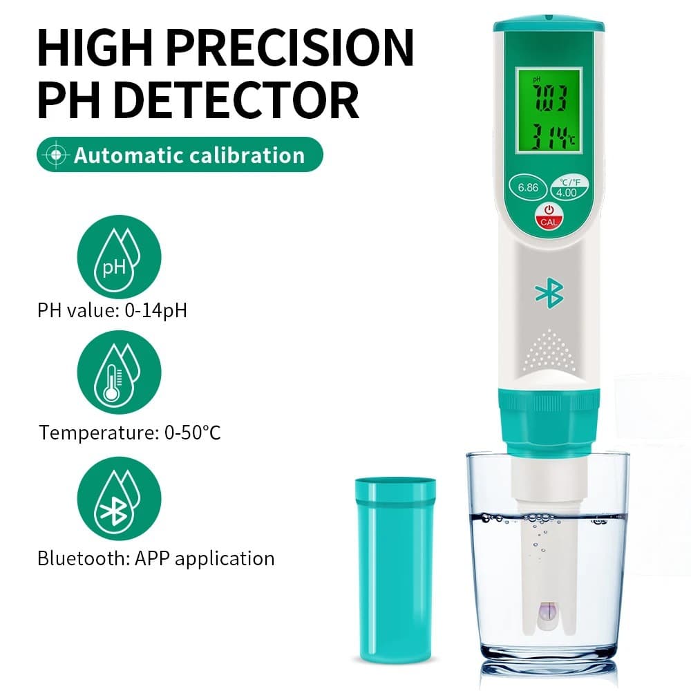New Portable pH Digital Display Pen Acidity Meter for Aquarium Water Quality Testing, pH Value Salinity Meter for Swimming Pool