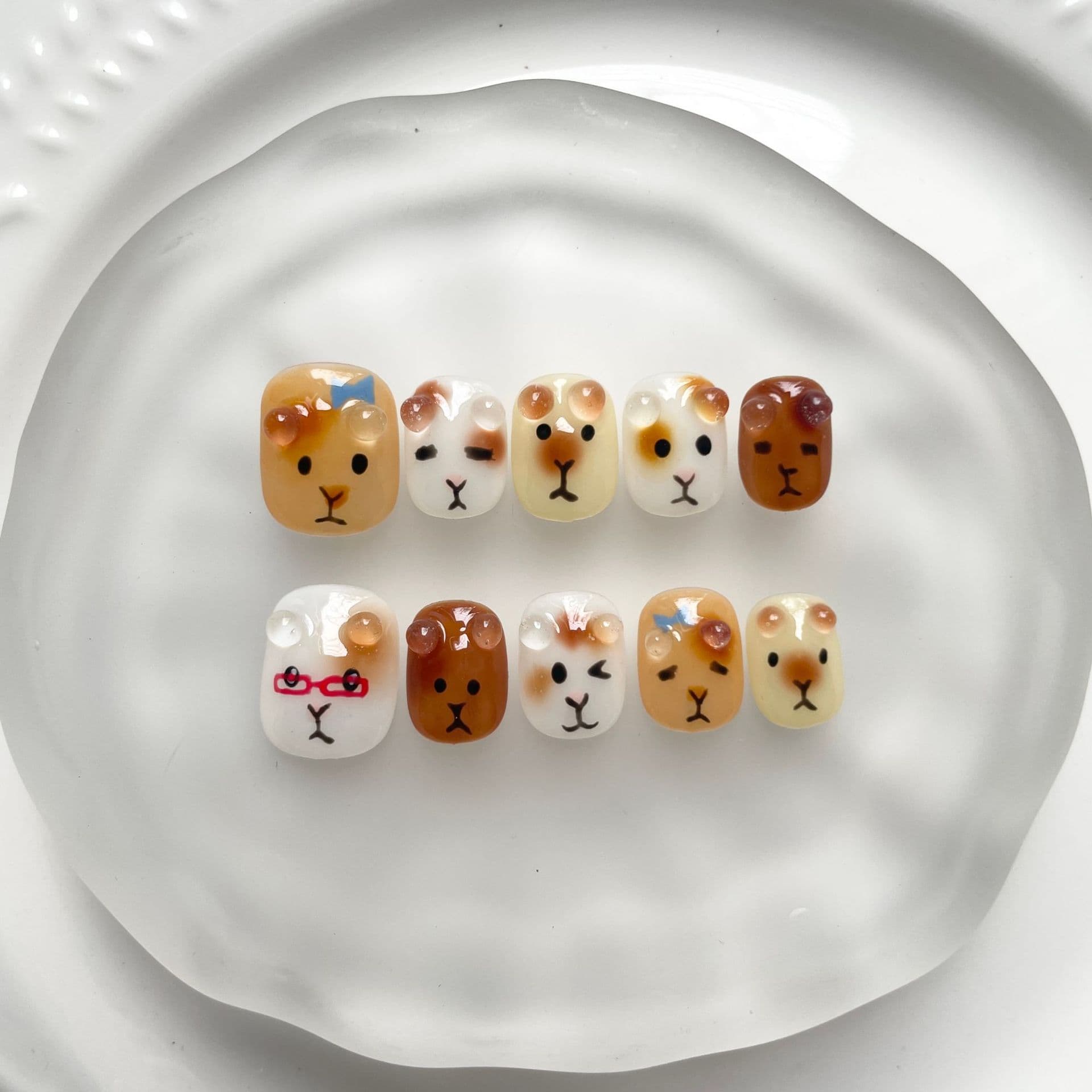 Handmade Press-On Nails Hand-Painted Wearable Trendy Cute Squeeze Cat Eye Short Style Finished Nail Tips Ins Style Press-On Nails