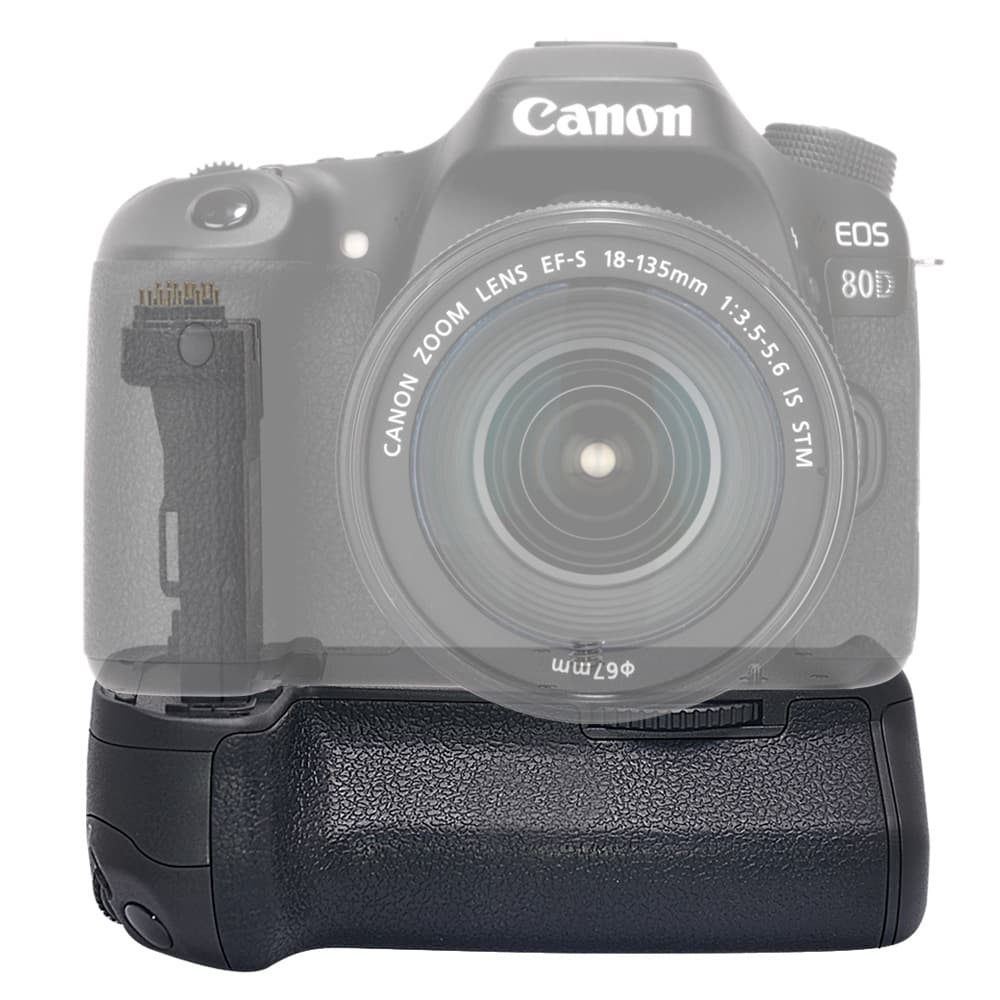 MCO-70D is a grip for Canon 70D/80D SLR cameras, providing vertical shooting and extended battery life.