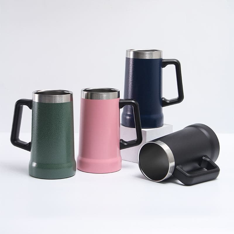 Export 304 Stainless Steel Vacuum Insulated Cup Handle Large Capacity Brazilian Beer Mug Coffee Cup Wholesale