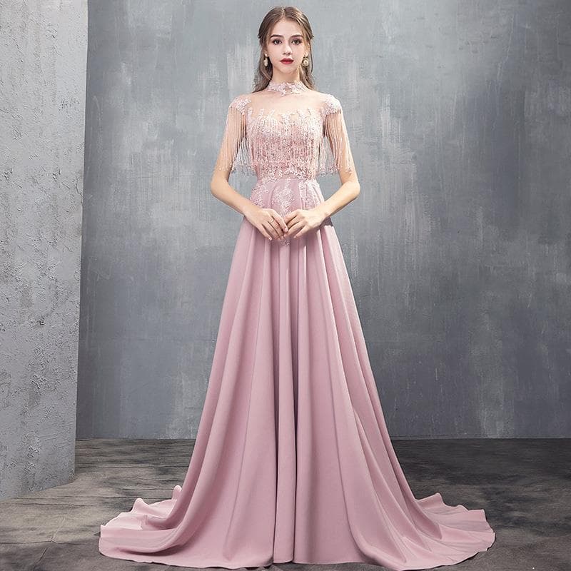 Women's Evening Gown Banquet Elegant 2026 Spring Summer Satin Heavy Craft Dignified Atmosphere Socialite Host Slimming Dress