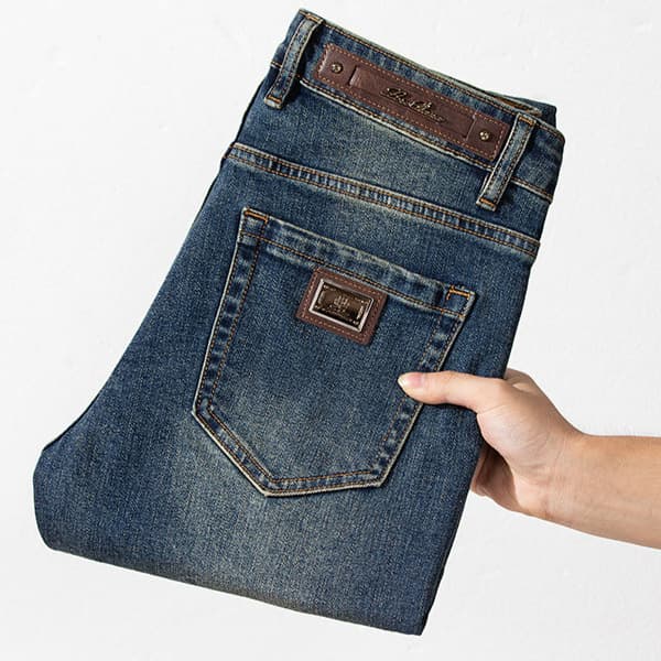 Niche Design High-End European Men's Jeans Vintage Color Autumn/Winter Slim Fit Stretch Washed Straight Leg Long Pants