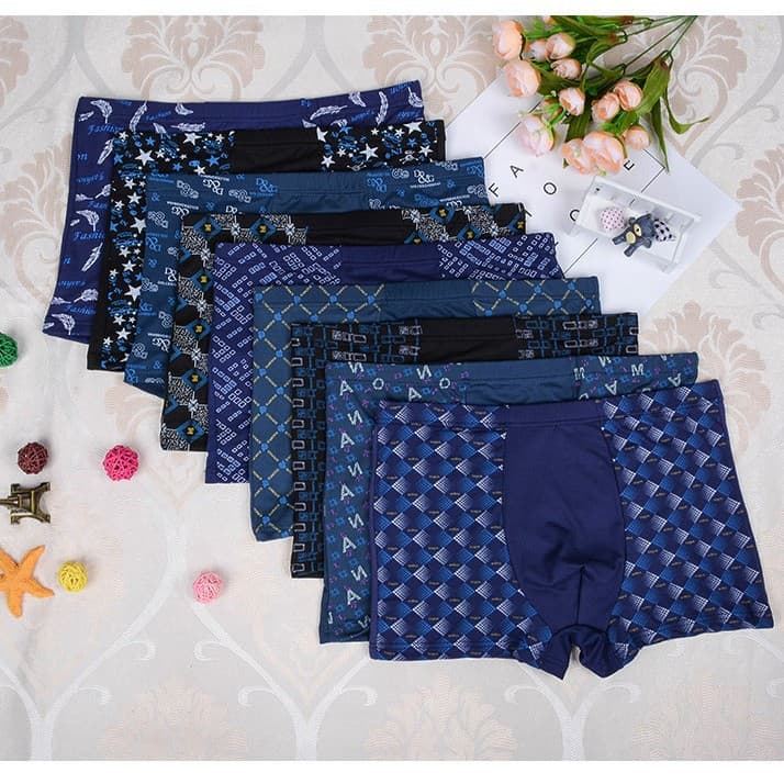 Hot-selling flat briefs wholesale cheap milk silk printed men's underwear men's clothing source factory