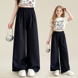 Girls Straight Leg Pants Children Lace PettiPants Wide Leg Pants Thin Long Pants Teen Summer New