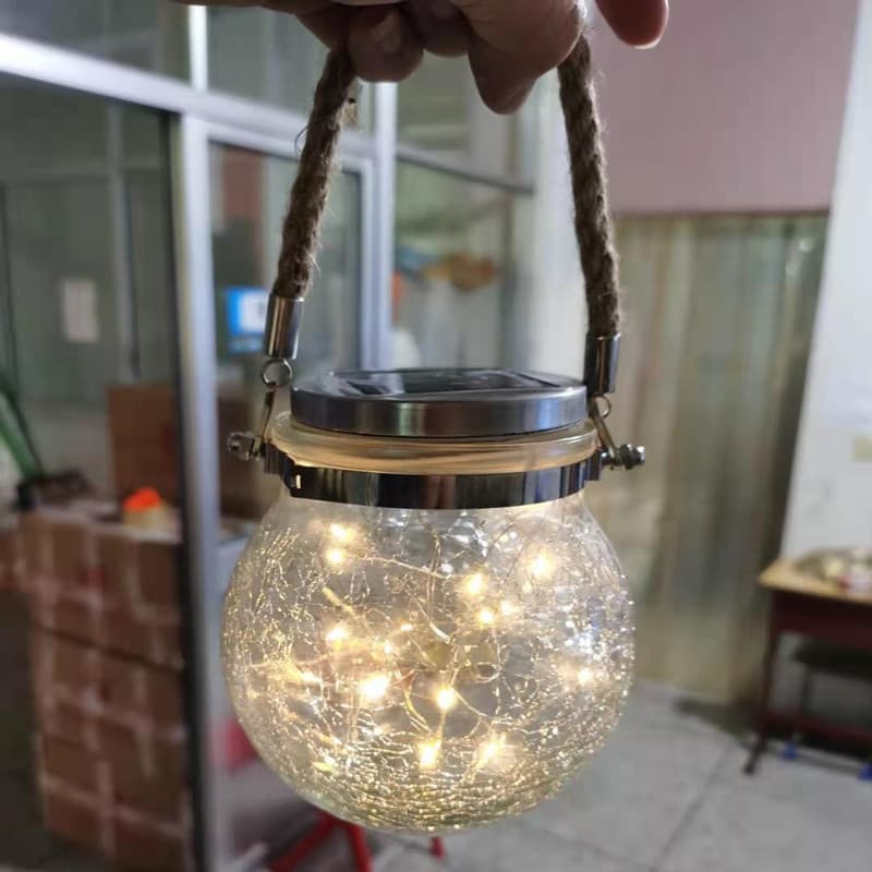 Amazon American-style Solar Cracked Mason Jar Light LED Firefly String Lights for Room Hanging