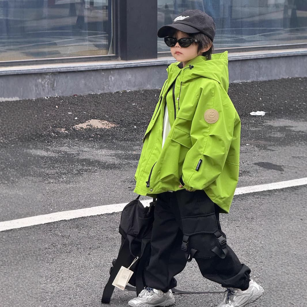 Children's Windbreaker 2025 Spring New Style Korean Version Boys Girls Large Kids Windproof Waterproof Cargo Jacket Trendy