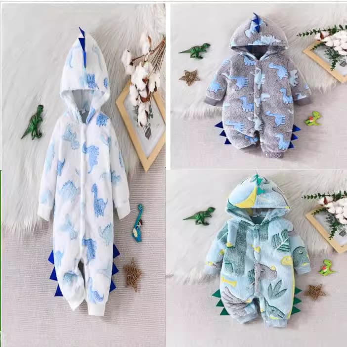 2025 New Cross-Border European and American Autumn and Winter Hot-Selling Furry Hooded Boys' Long-Sleeve Jumpsuit Romper Direct from Manufacturer