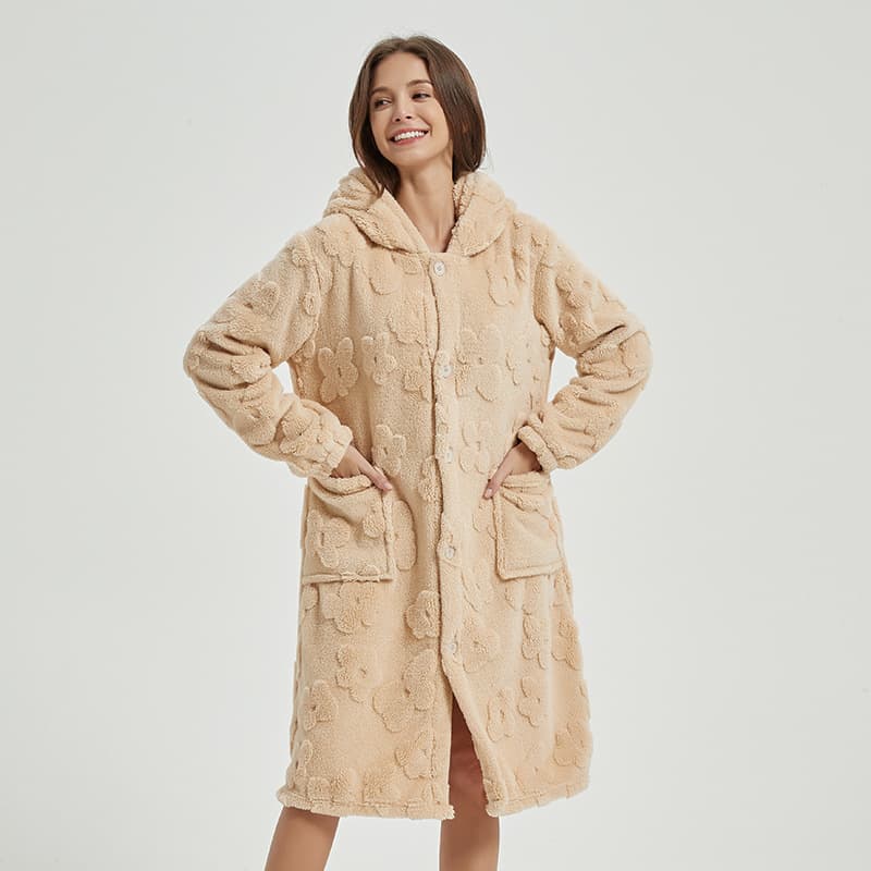 Soft Coral Fleece Pajamas for Women Autumn Winter Warm Thick Ladies Homewear Wholesale Flannel Pajama Set