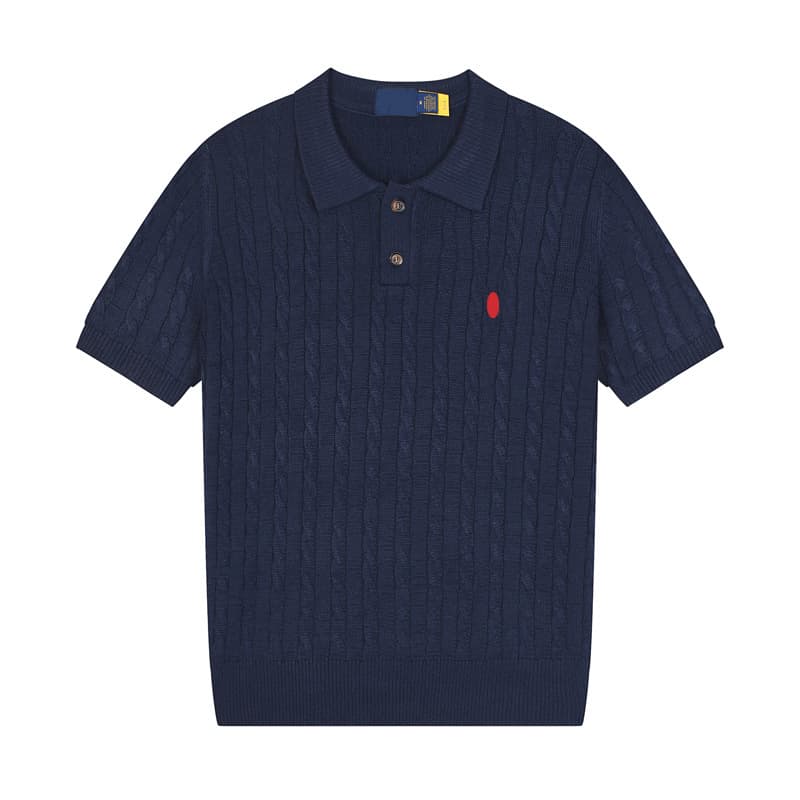New Cross-Border Spring/Summer Embroidered Pony Logo Men's Short-Sleeve Knit Top, Turn-Down Collar Cotton Short-Sleeve Sweater