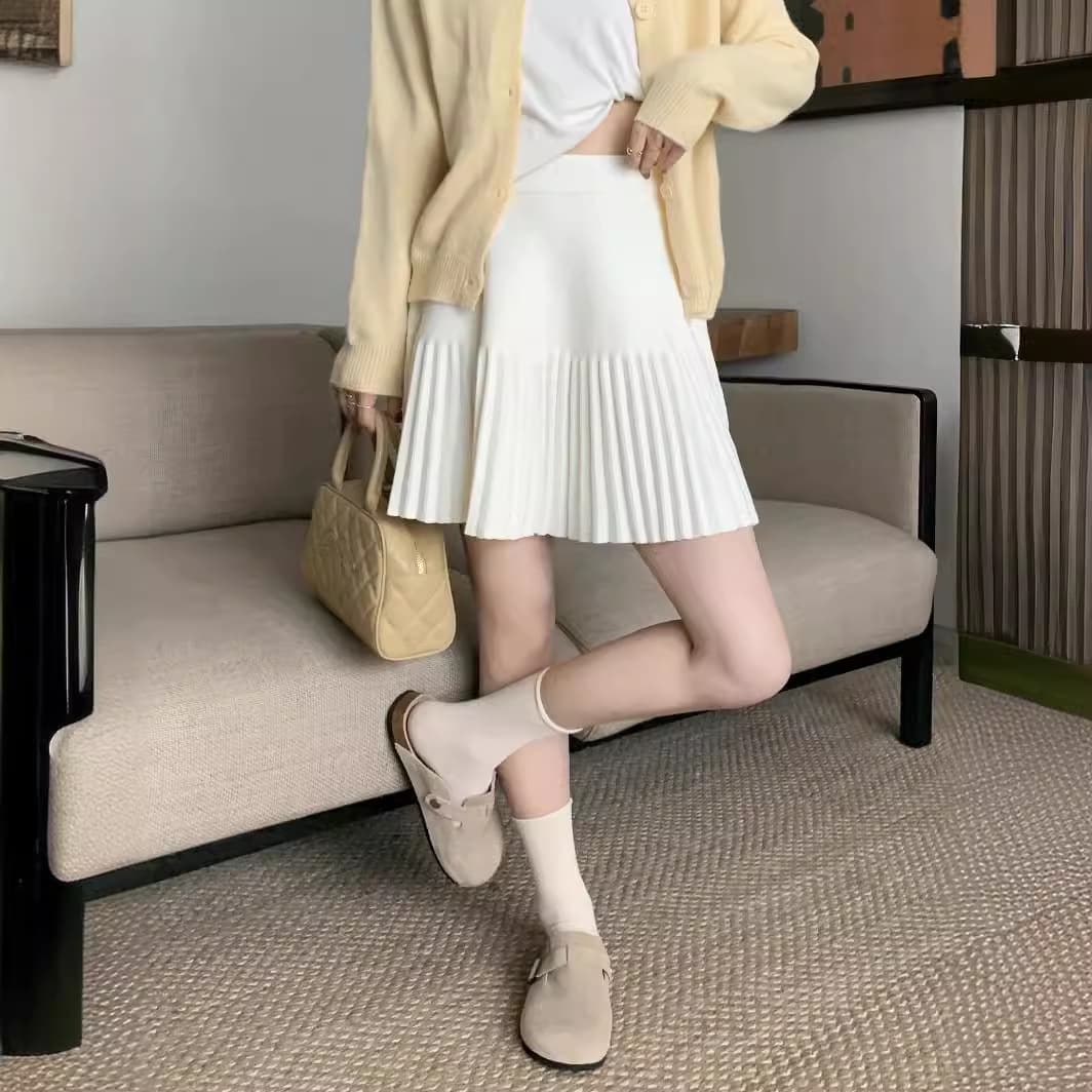 Actual photo – Versatile knit skirt for autumn/winter, A-line midi skirt, Korean-style ins women's fashion 2025 new arrival