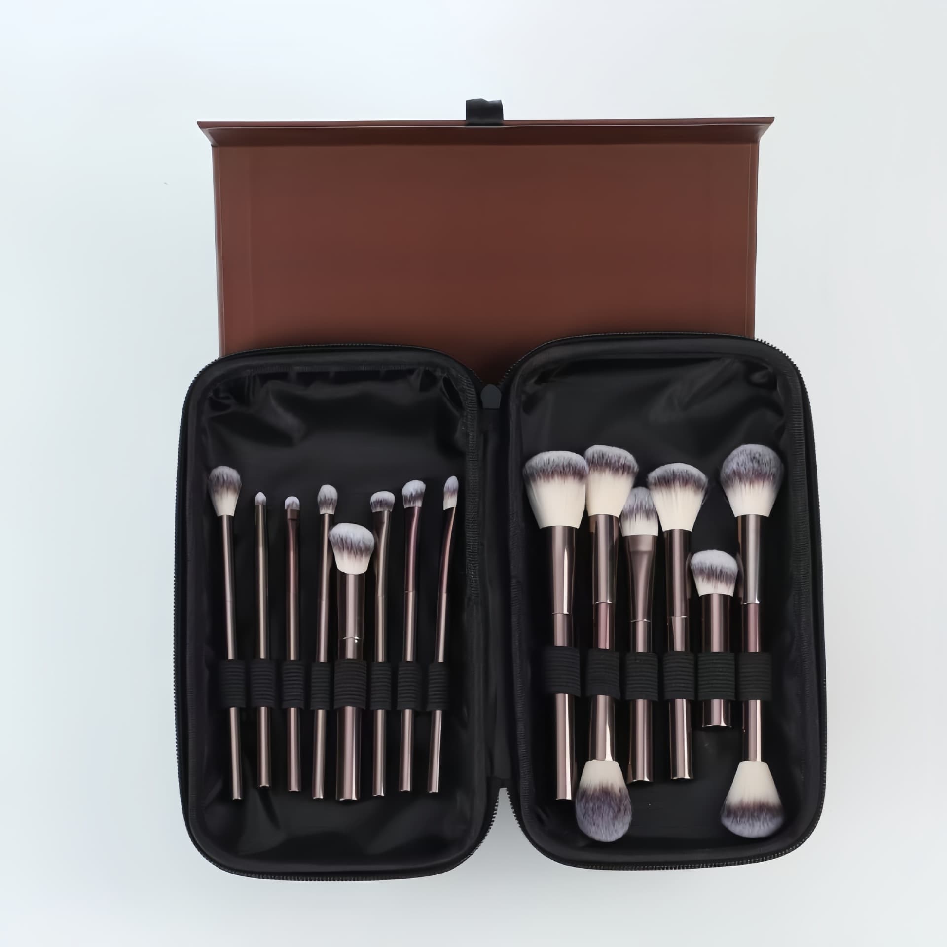 New Cross-Border 14-Piece Full Aluminum Tube Makeup Brush Set Loose Powder Brush Premium Foundation Brush Full Set with Makeup Brush Bag