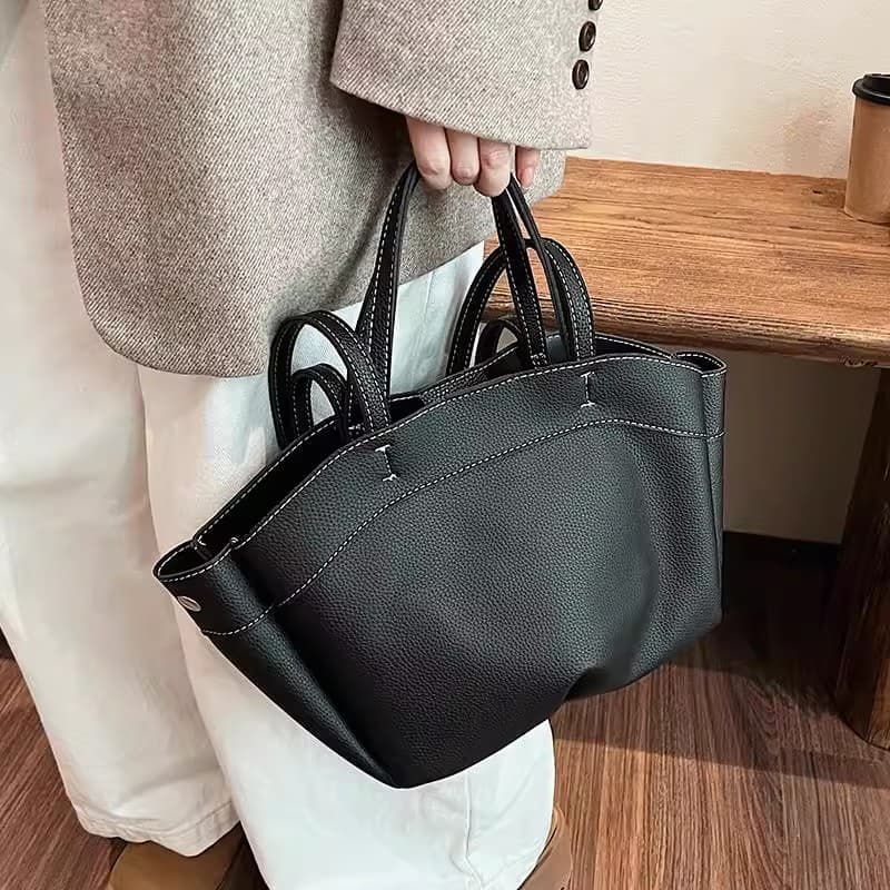 High-end large-capacity tote bag for women 2025 new solid color versatile shoulder bag fashion texture mother-in-law handbag