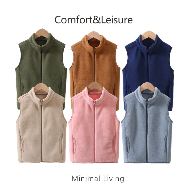 Parent-Child Autumn/Winter Vest, Adult Wearable, Boys & Girls Thickened Fleece-Lined Sleeveless Jacket, Warm Quilted Vest