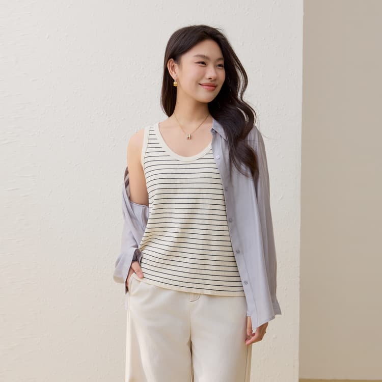 【Inner Vest Camisole】Xianlixiu Plus Size Women's Fashion Simple Round Neck Top for Plus Size 2026 Summer New Arrival