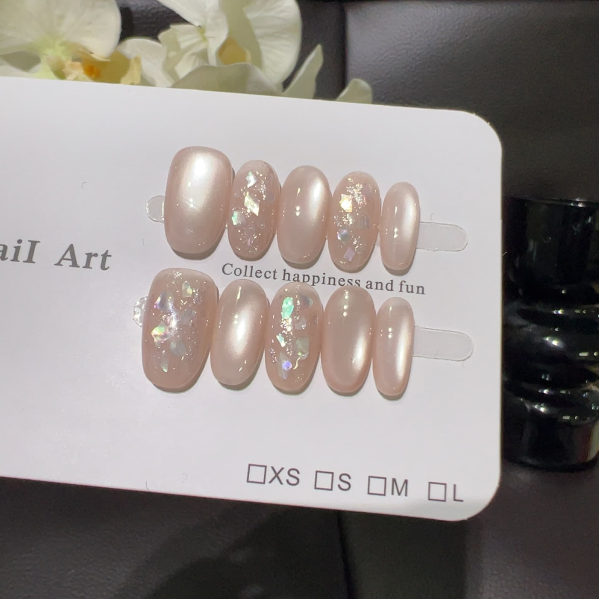 Cat's Eye Acetate Pure Desire Peach White Clear Mother-Of-Pearl Glitter Vibrant Youthful Gentle Whitening Handmade Nail Art