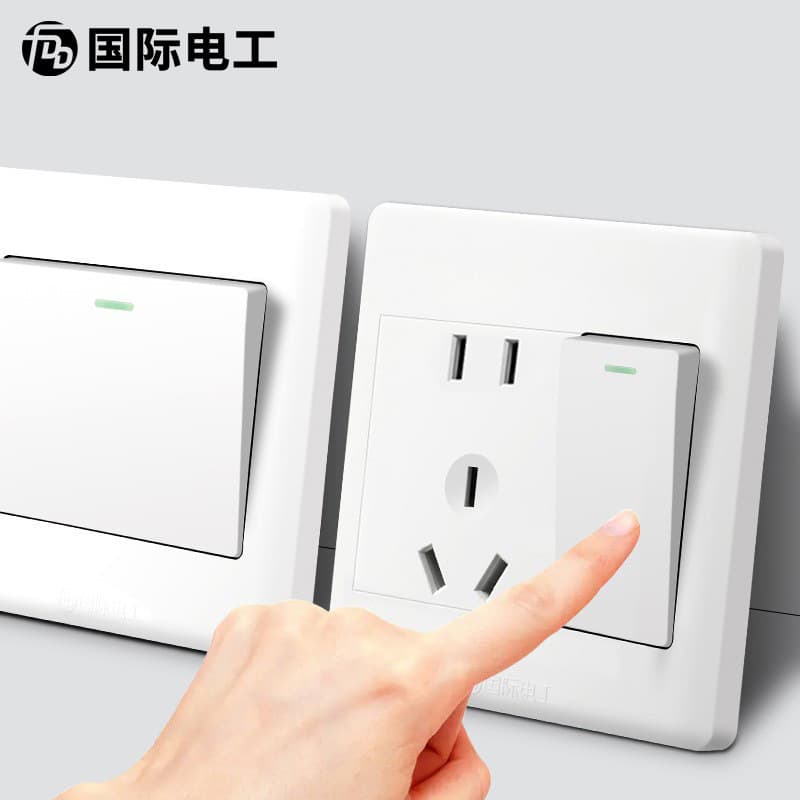 International Electrician 86-Type Engineering Recessed Switch Socket Panel with Single Gang 5-Port and Additional 5-Port Panel