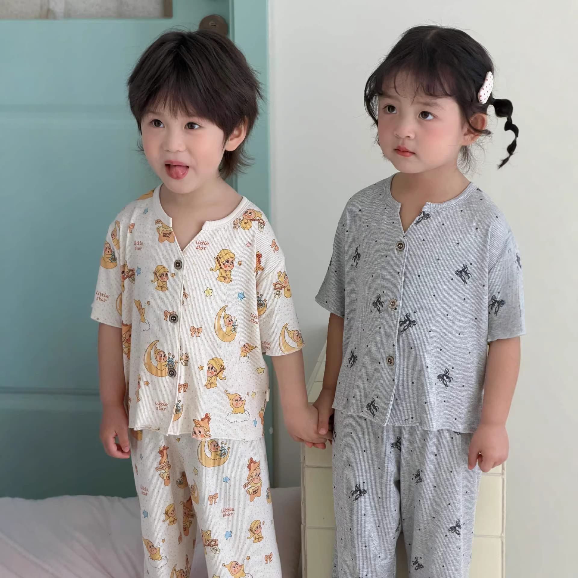 Children's Summer New Short-Sleeved Homewear Set, Modal Baby Parent-Child Homewear