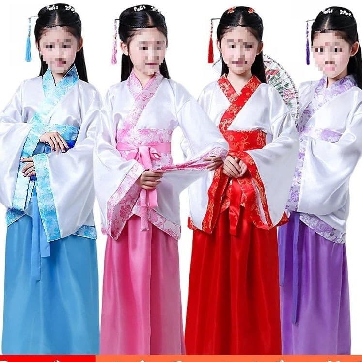 Nuan Fenglai Children's Ancient Costume Tang Suit Girls Ancient Costume Hanfu Fairy Performance Costume Ancient Princess Guzheng Hanfu Ruskirt Costume