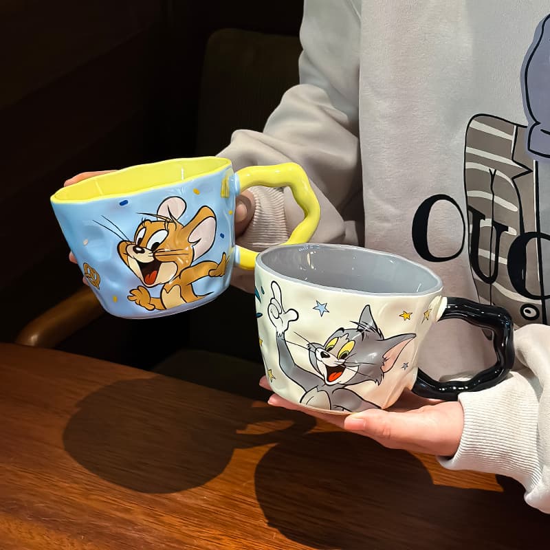 Tom and Jerry Ceramic Mug Women's Good-looking Office Milk Coffee Cup Couple Breakfast Cup Birthday Gift