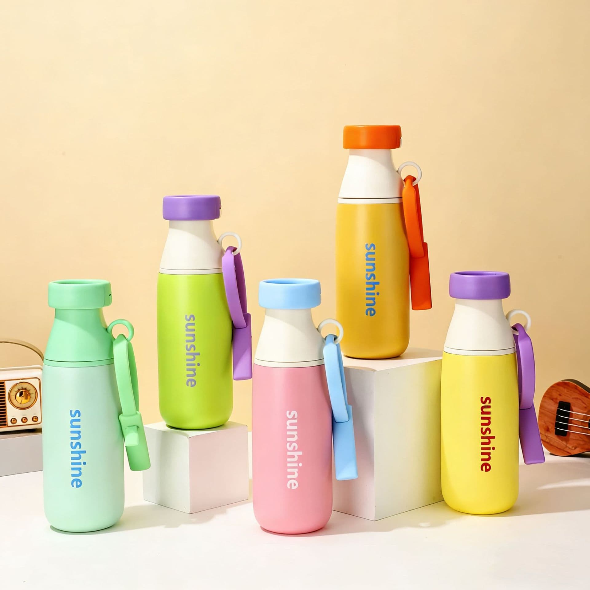 New Dopamine Milk Bottle, Fashionable Cartoon Kids Insulated Cup, 316 Stainless Steel Portable Handle Sports Water Bottle