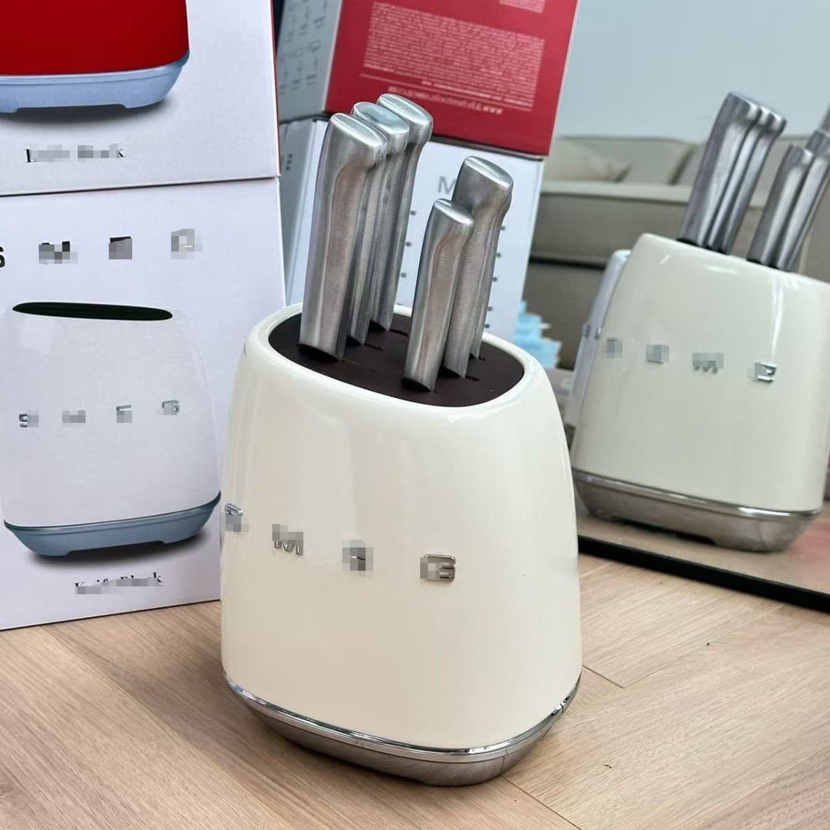 Original SM Style Knife Block Set Retro Home Kitchen Stainless Steel Japanese Chef Knife Full Set Cutlery