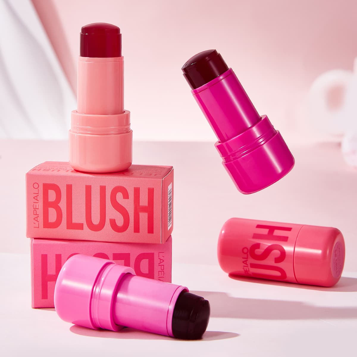Leppel Blush Lasting Mini Blush Stick Matte 3D Face Contouring Sleeping Silkworm Rouge Lip and Cheek Dual-Use
