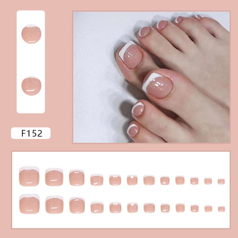 Summer Flash Short Solid Simple Wearable Nail Art Sweet Girl Toe Nail Tips Press-On Nails Wholesale