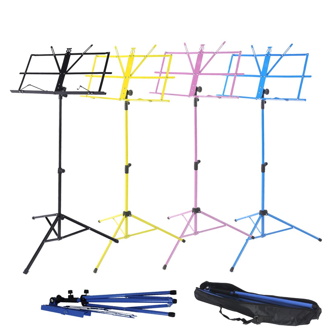 Portable Three-Fold Music Stand with Bag for Guzheng, Guitar, Violin, Sheet Music Stand