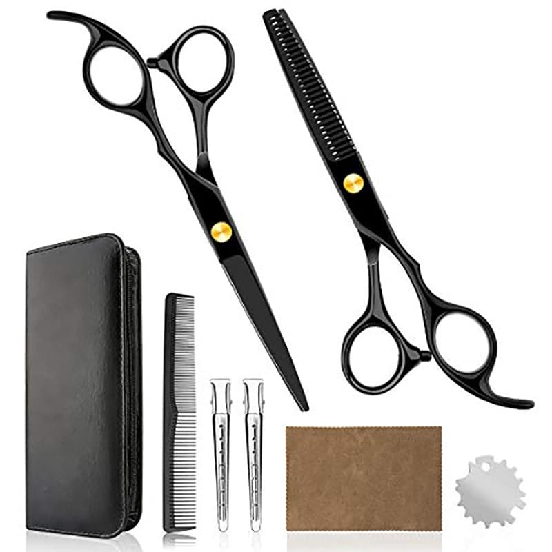 Professional 6-inch Hair Cutting Scissors Set for Salon and Barber, Straight and Thinning Shears for Adults and Children