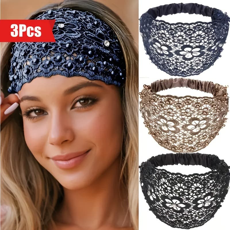 2026 New Cross-border Drop Shipping Elegant Lace Flower Headband (with Decoration) Cross-border Drop Shipping