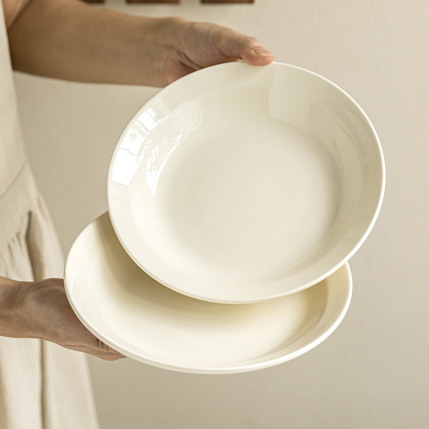 Cream Style Ceramic Plate Minimalist Dinnerware Deep Plate Round Plate Wholesale Vegetable Plate Dinner Plate Salad Plate Western Plate