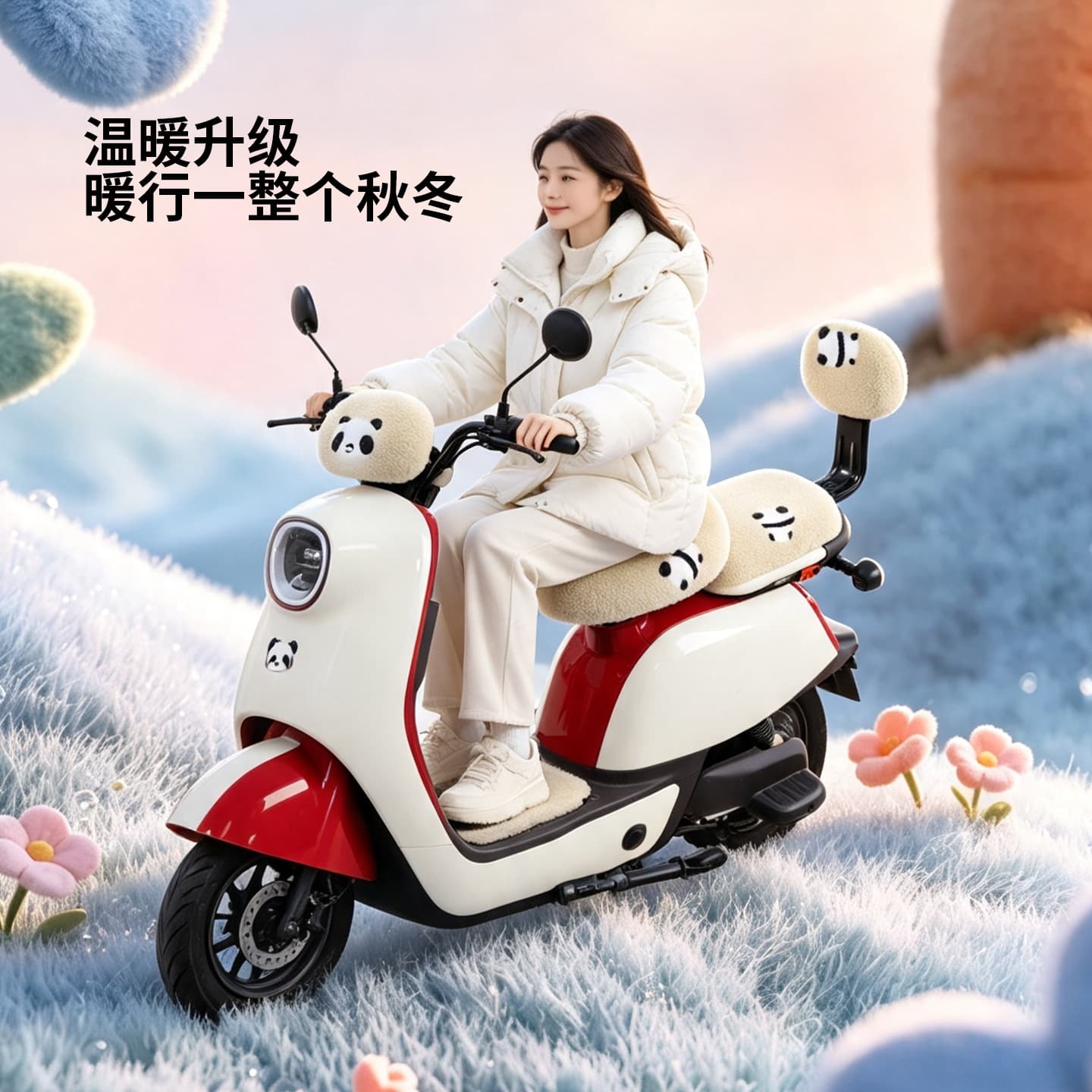 Electric Bike Seat Cover Winter Plush Warm Thickened E-Bike Seat Cover Seat Protector