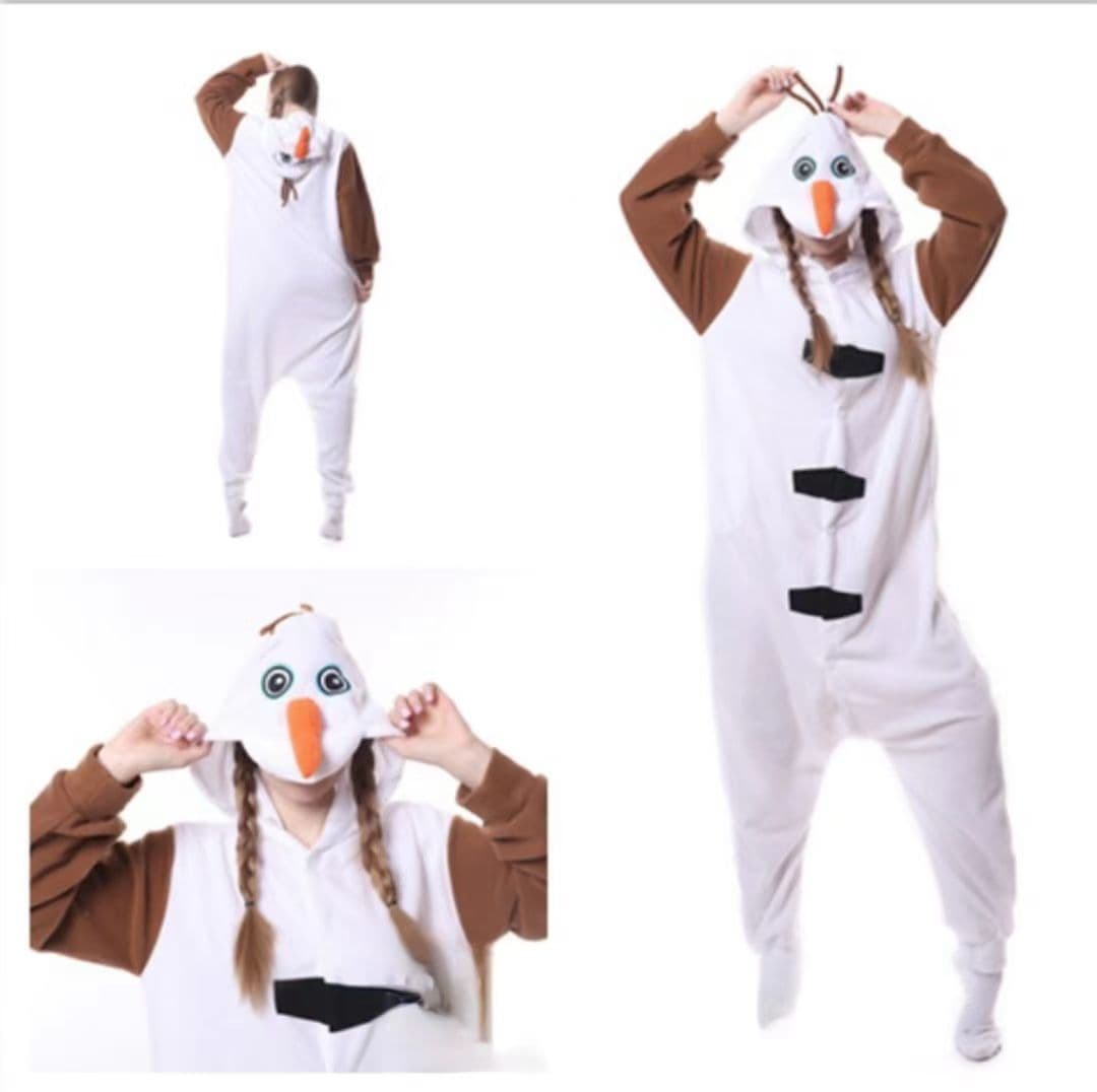 Mixed Cartoon Snowman Olaf Pajamas Flannel Cartoon Animal Onesie Pajamas Couple Funny Loungewear