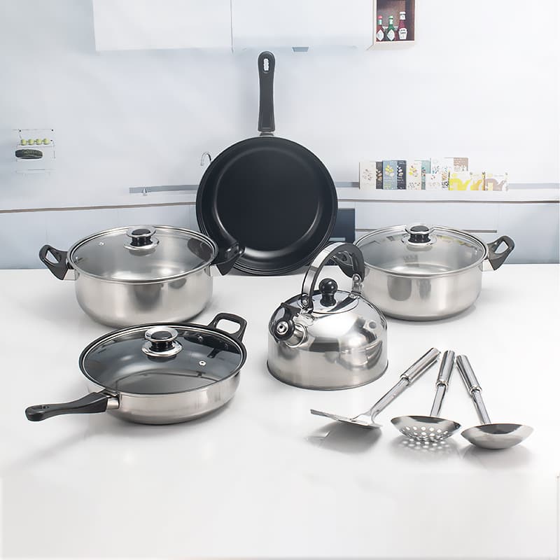 Cross-border Stainless Steel Cookware Set Kitchen Utensils Cooking Pots Nonstick Pots Set Kitchenware Set