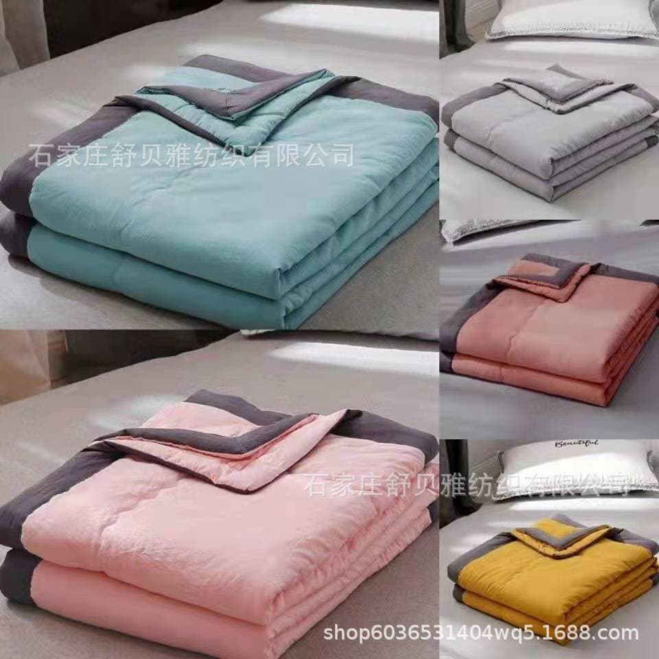 Factory Free Shipping Washable Cotton AC Blanket, Summer Cool Quilt, Spring/Autumn Thin Comforter Machine Washable Single/Double Student Summer Bedding