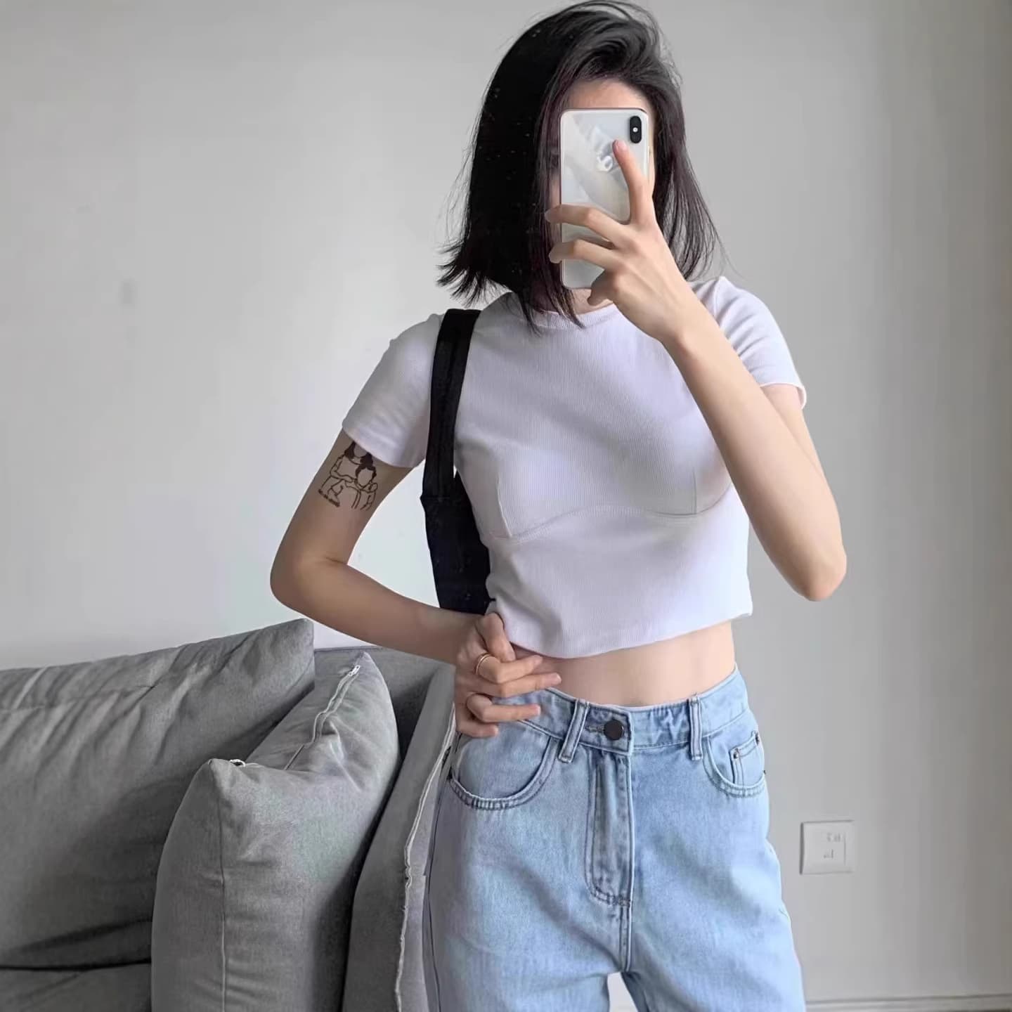 2026 New Product Crop Top Short-Sleeved Top Basic Classic Celebrity Style Casual Fashion T-Shirt for Women