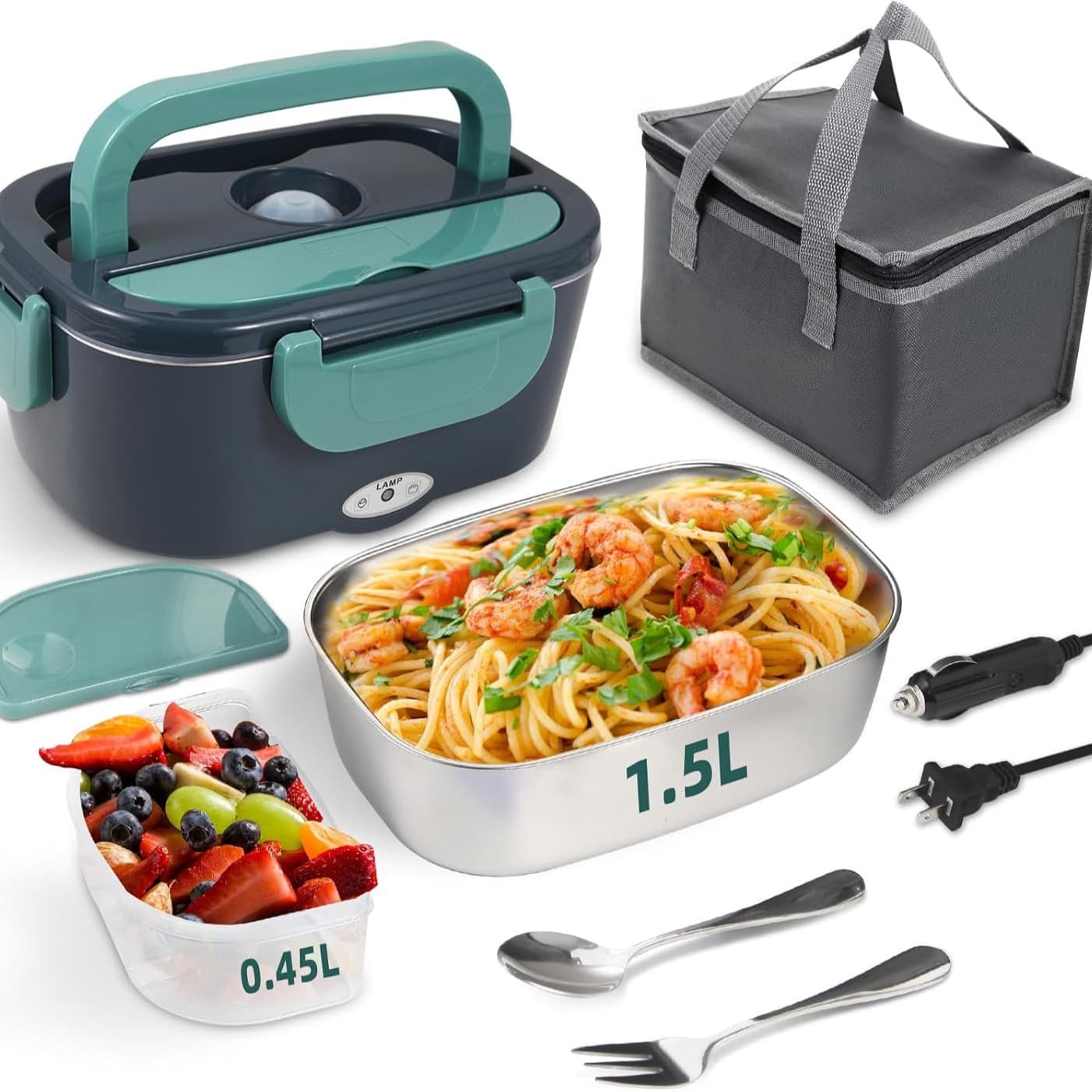 1.5L Stainless Steel Electric Heated Lunch Box Lunch Box Car Household Cross-border Hot Products
