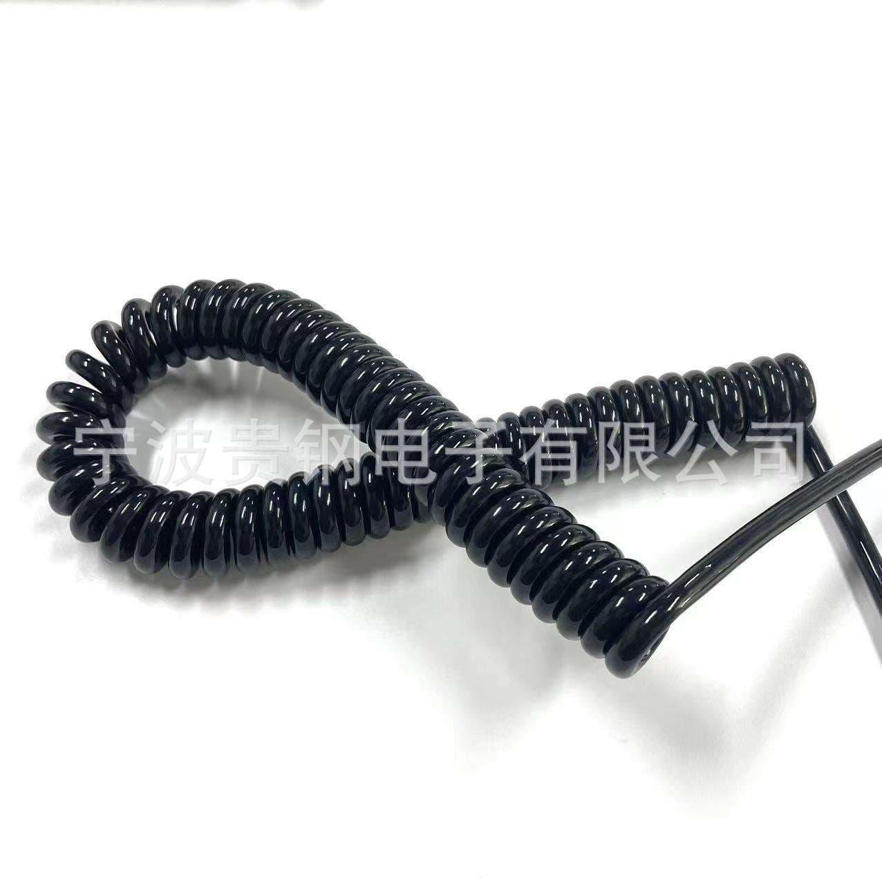 PU Spring Coil Cable, 2/3/4/5/7 Core High Elasticity Multi-Core Retractable Wire National Standard Pure Copper High Elasticity