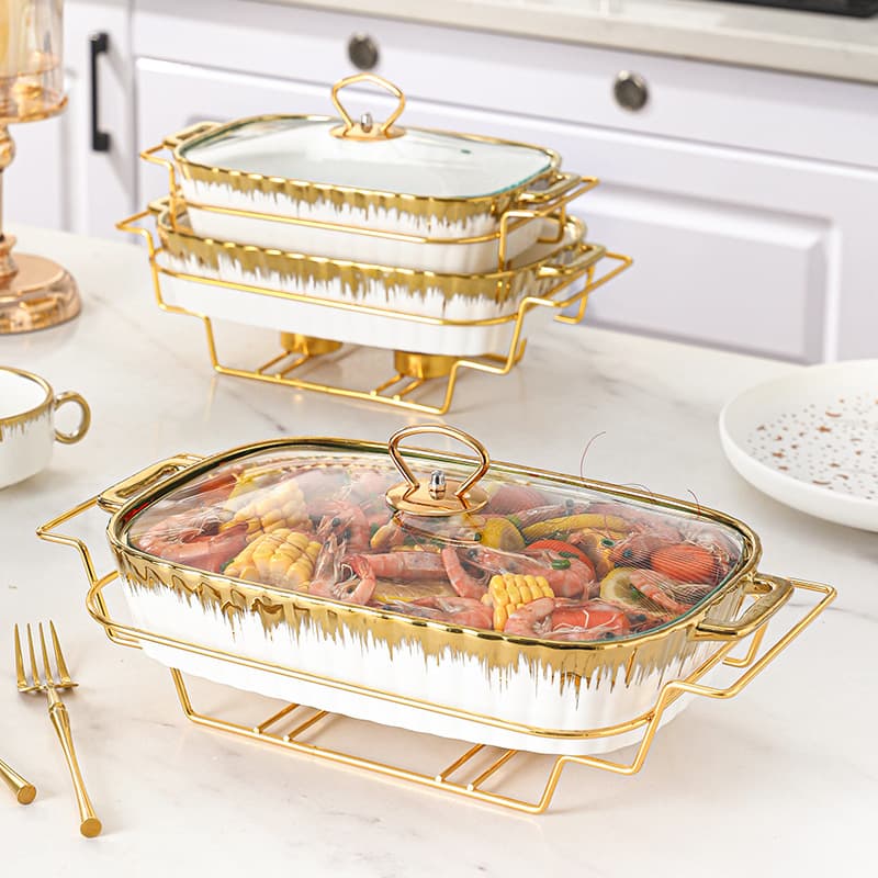 Custom Square Creative Soup Pot Light Luxury Grilled Fish Dry Pot Open Flame High Temperature Resistant Ceramic Tableware Double Ear with Lid