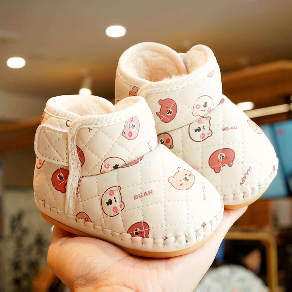 Infant Shoes Soft Sole Anti-Slip Walking Shoes Winter Fleece-Lined Thick 0-1 Year Beginner Baby Shoes Anti-Drop