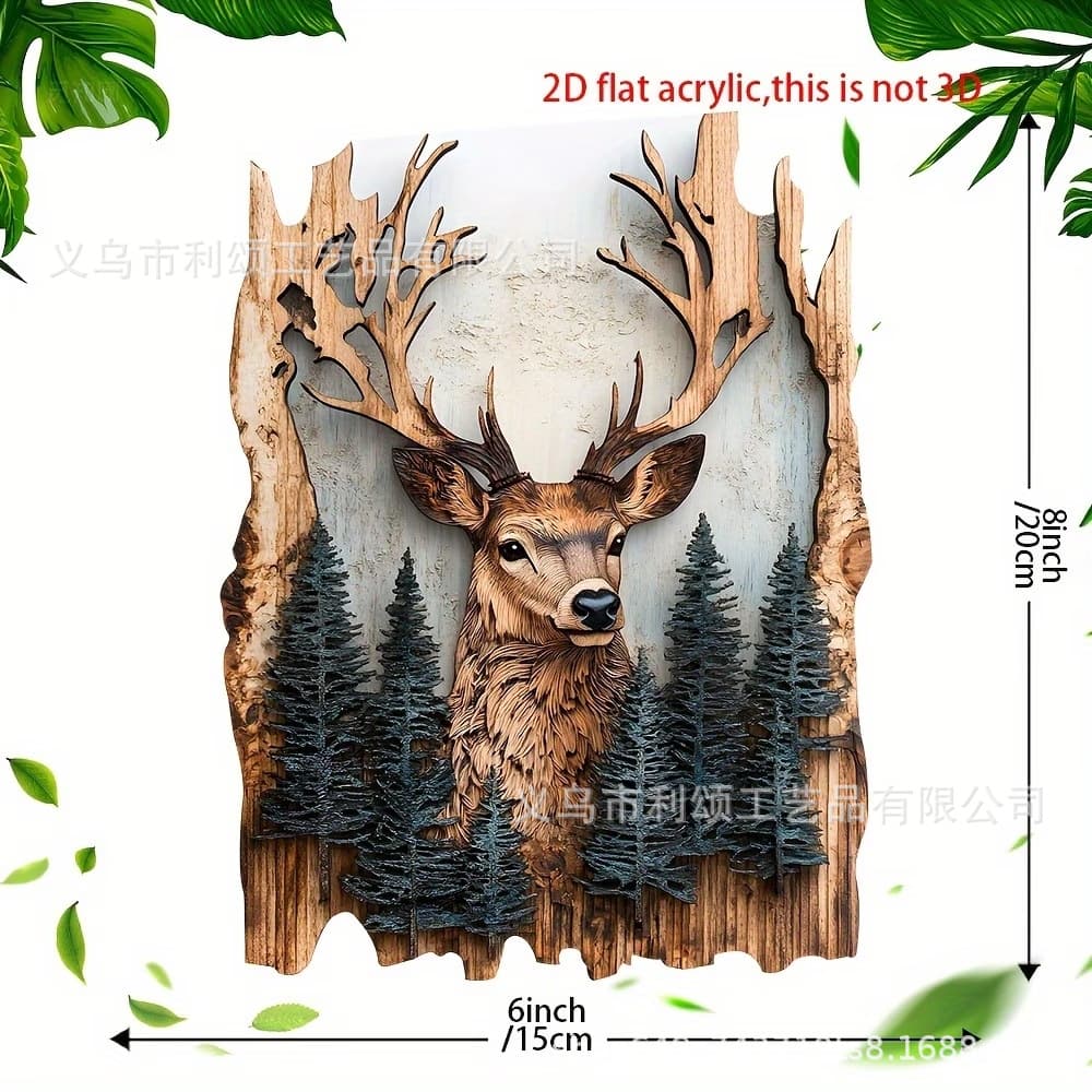 Cross-border 2D Flat Wooden Deer Sign Holiday Wooden Plaque Decoration Door Wall Home Room Cabin Porch Decor