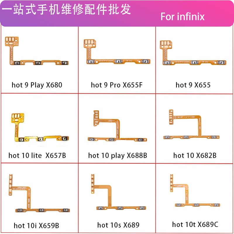 For Infinix Hot 10i, 10T, 10, 11, 12, 20 Play, 20i, 20s Power and Volume Button Flex Cable