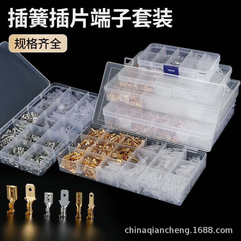 Source Manufacturer Supplies Connector Terminals 2.8/4.8/6.3 Boxed Male-Female Pair Terminals Gold/Silver Set