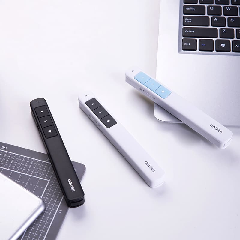 Deli 2808 Laser Projection Presenter PPT Page Turner Remote Control Electric Teaching Pointer for Office Meetings