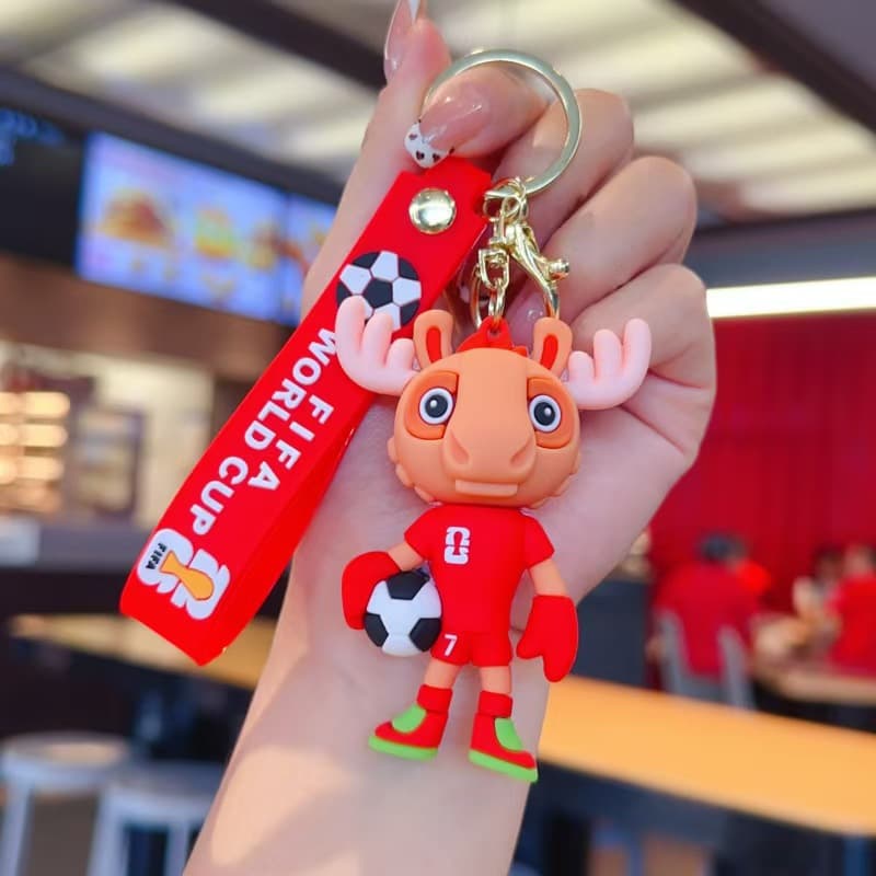 World Cup Keychain Soft Rubber Mascot Pendant Car Key Couple Gift Wholesale Cute Pendant Football