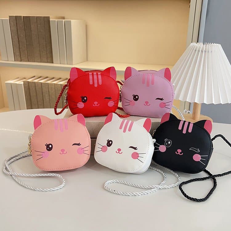 Korean Fashion New Children's Bag, Little Girl Shoulder Crossbody Bag, Cute Cat Coin Purse, Stylish Accessory Bag
